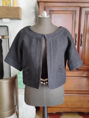 Vintage 2002 Target Mossimo Black Sparkle Cropped Cape Jacket Size L